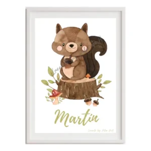 Lámina ardilla enmarcada con nombre Martín