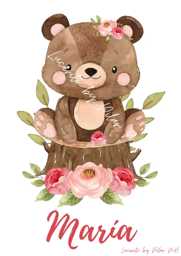 lamina-a4-personalizada-osa-lazo-flores